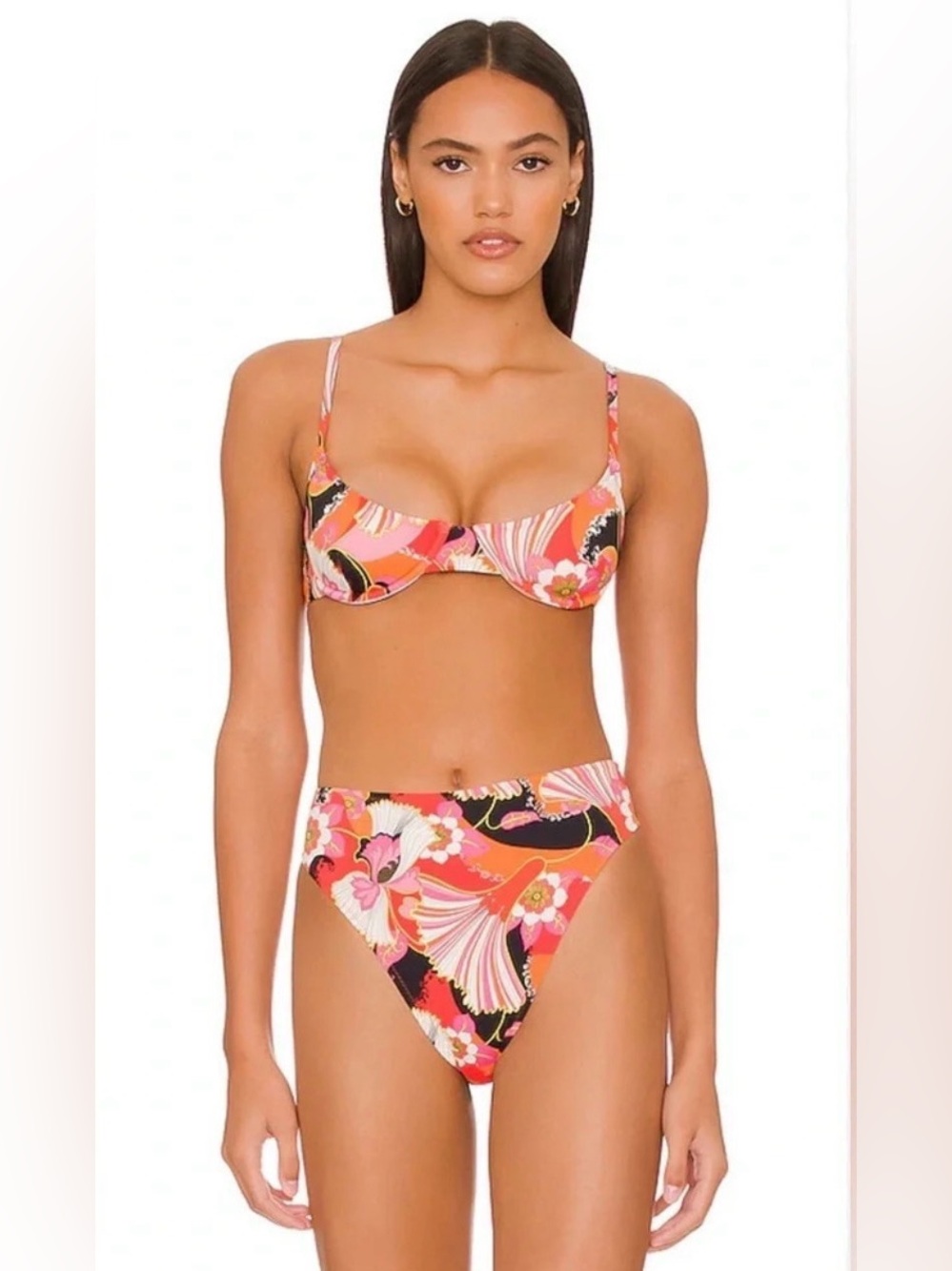 NWT Ronny Kobo Romy Two Piece Swimsuit Set Bathing Suit Multicolor Floral Size M